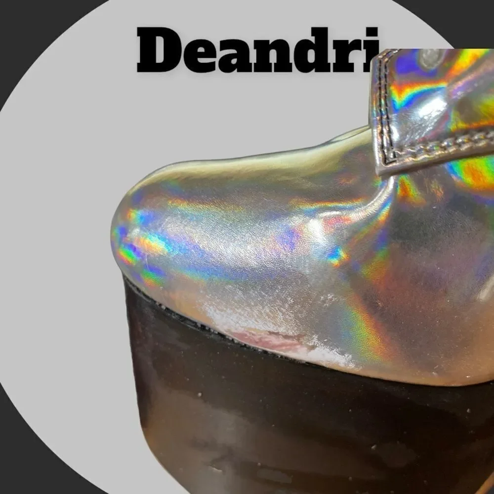 Deandri Holographic Silver Platform Heels 5